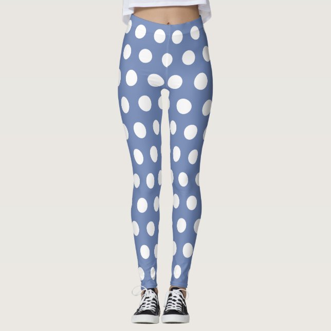 Purple White Spots Retro Yoga pants (Front)