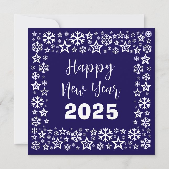 Purple white Square wish card with golden stars (Front)