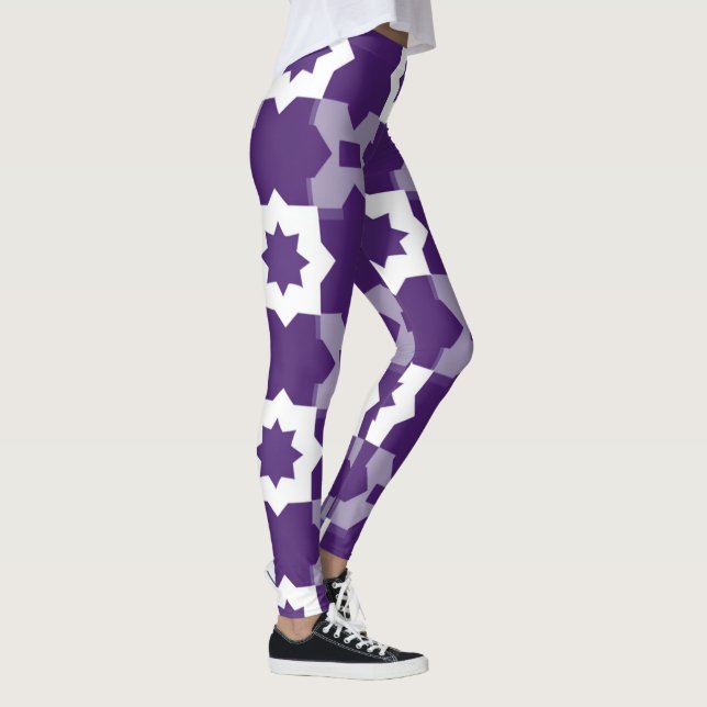 Purple White Star Geometry Leggings (Right)