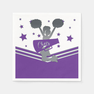 Purple & White Stars Cheer Cheer-leading Party Napkin
