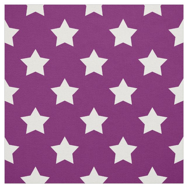 Purple White Stars Pattern Decorative Textile Fabric (Swatch)