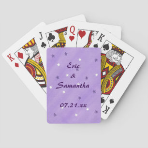 Purple White Stars Personalised Wedding Favours Playing Cards