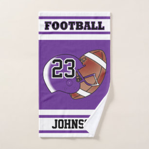 Purple & White Stripe Football Jersey Hand Towel