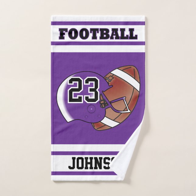 Purple & White Stripe Football Jersey Hand Towel (Hand Towel)