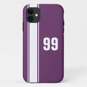 Purple & White Stripe Jersey Numbered iPhone Case