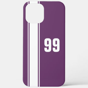 Purple & White Stripe Jersey Numbered iPhone Case