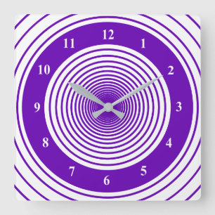 Purple White Striped Clock or Choose Your Colours