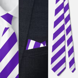 Purple White Striped Pattern Tie