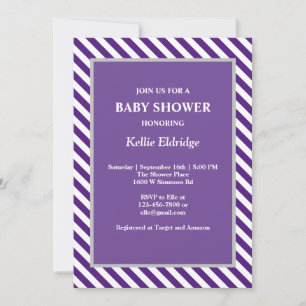 Purple/White Stripes Baby Shower Invitation