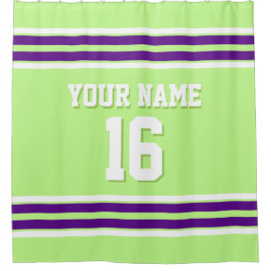 Purple White Stripes Sports Jersey Shower Curtain