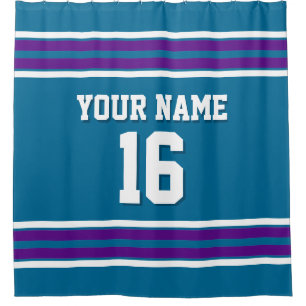 Purple White Stripes Sports Jersey Shower Curtain
