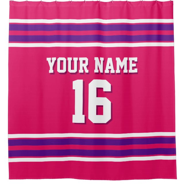 Purple White Stripes Sports Jersey Shower Curtain (Front)
