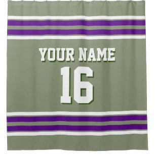 Purple White Stripes Sports Jersey Shower Curtain
