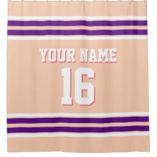 Purple White Stripes Sports Jersey Shower Curtain