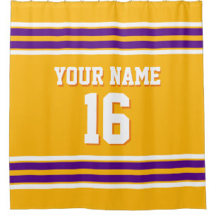 Purple White Stripes Sports Jersey Shower Curtain