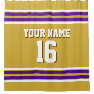 Purple White Stripes Sports Jersey Shower Curtain