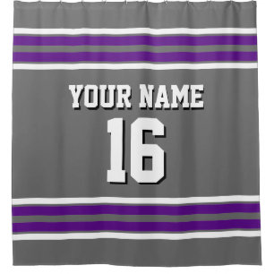 Purple White Stripes Sports Jersey Shower Curtain