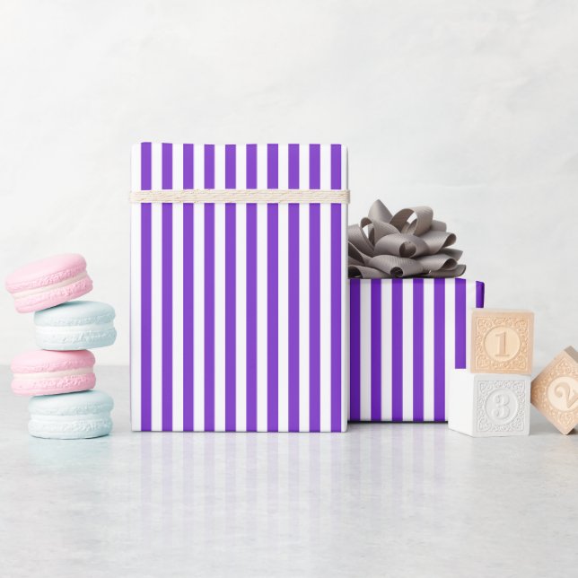 Purple & White Stripes Wrapping Paper (Baby Shower)