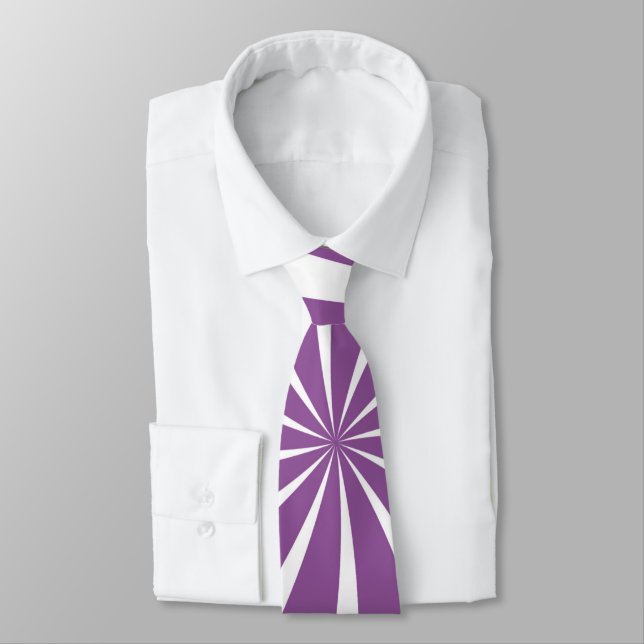 Purple & White Sunray Pattern Neck Tie (Tied)