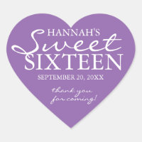 Purple & White Sweet 16 Birthday Party Favour Seal