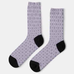Purple & White Tatreez Henna Thobe Pattern Socks
