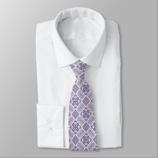 Purple & White Tatreez Henna Thobe Pattern Tie