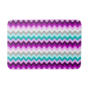 Purple White Teal Chevrons Medium Bath Mat