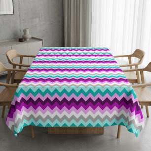 Purple White Teal Chevrons Medium Tablecloth