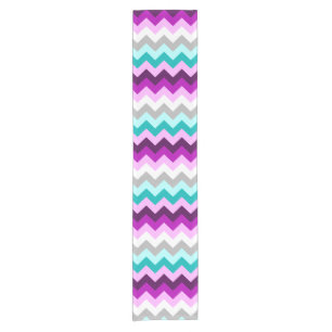 Purple White Teal Chevrons Small Table Runner