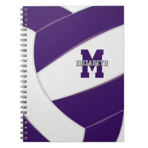 purple white team colours girls boys volleyball notebook
