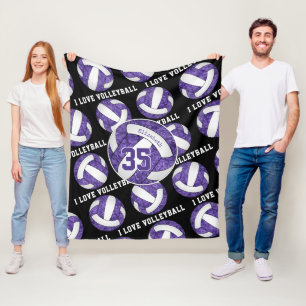 purple white team colours girls I love volleyball Fleece Blanket