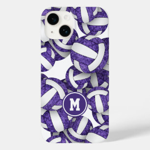 Purple white team colours girly volleyballs Case-Mate iPhone 14 case