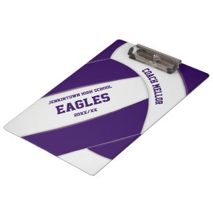 purple white team colours volleyball coach clipboard