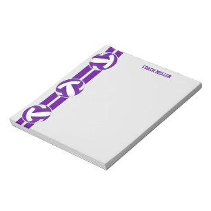 purple white team colours volleyball coach custom notepad