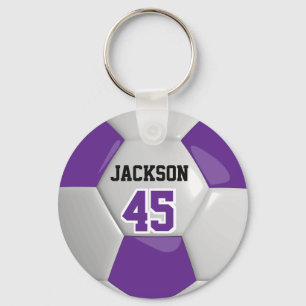 Purple & White Team Soccer ⚽ Ball Key Ring