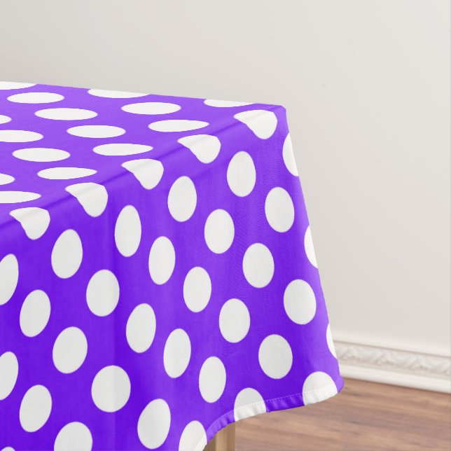 Purple white tiled pattern polka dot  tablecloth (In Situ)