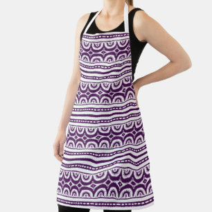 Purple White Tribal Pattern African Apron