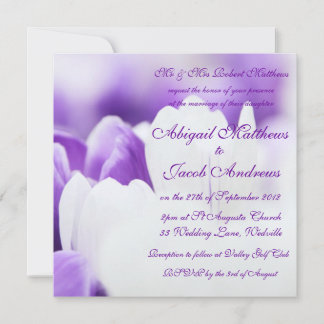 Purple & White Tulip Flowers - Wedding Invitation