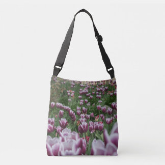 Purple & White Tulips Crossbody Bag