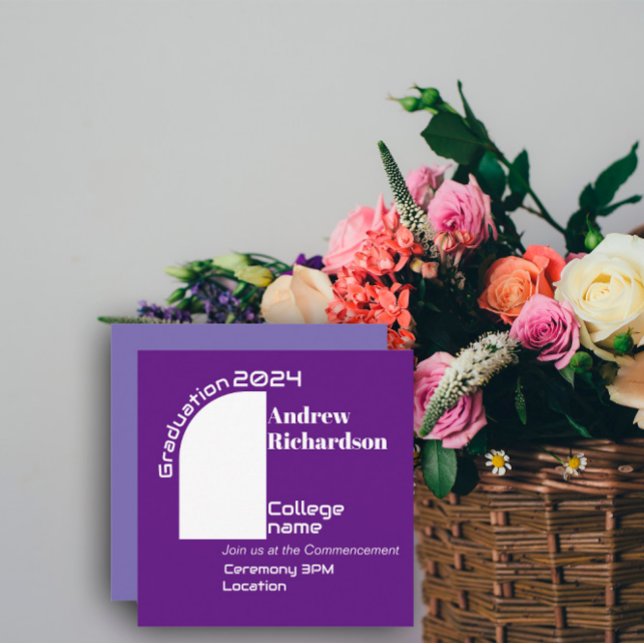 Purple white typography  arch graduation Flat Card (Creator Uploaded)