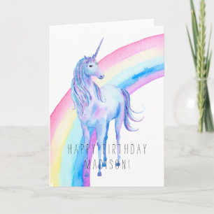 Purple White Unicorn Card
