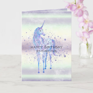 Purple White Unicorn Sparkle Glitter Dream      Card