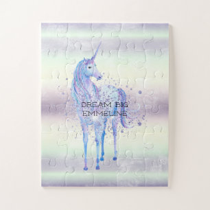 Purple White Unicorn Sparkle Glitter Dream        Jigsaw Puzzle