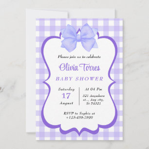 purple White Watercolor Baby Shower Invitation