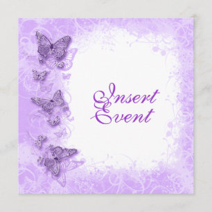 Purple white wedding anniversary birthday invitation