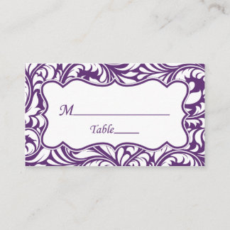 Purple White Wedding Place Cards | Escort Card