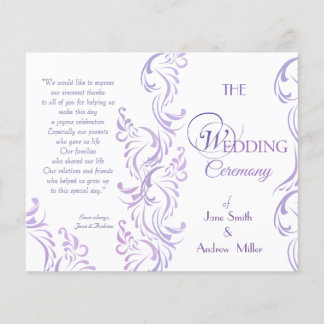 Purple & white Wedding programs