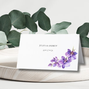 Purple white white trendy wedding  place card