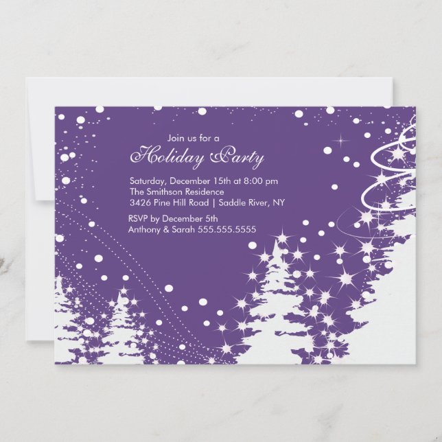 Purple & White Winter Holiday Party Invitation (Front)