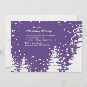 Purple & White Winter Holiday Party Invitation